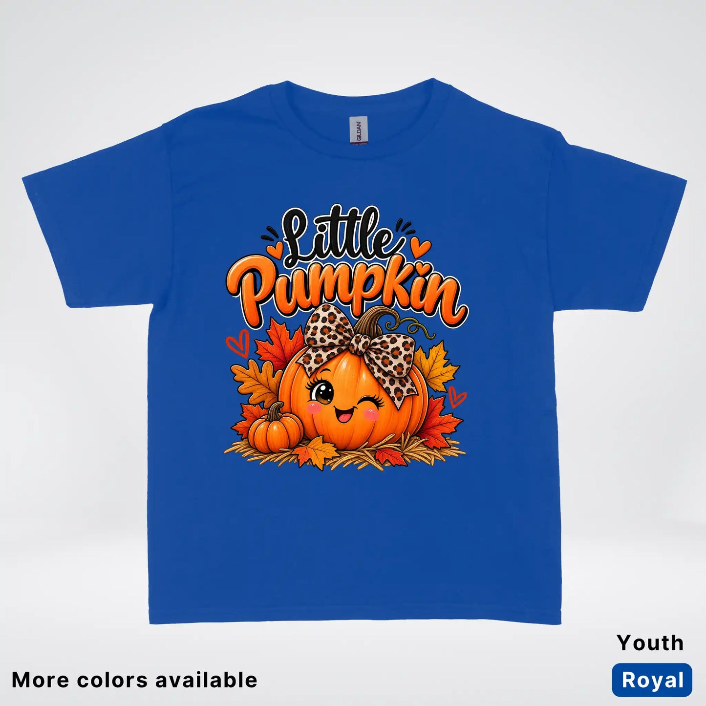 Little Pumpkin – Leopard Bow Fall Youth T-Shirt