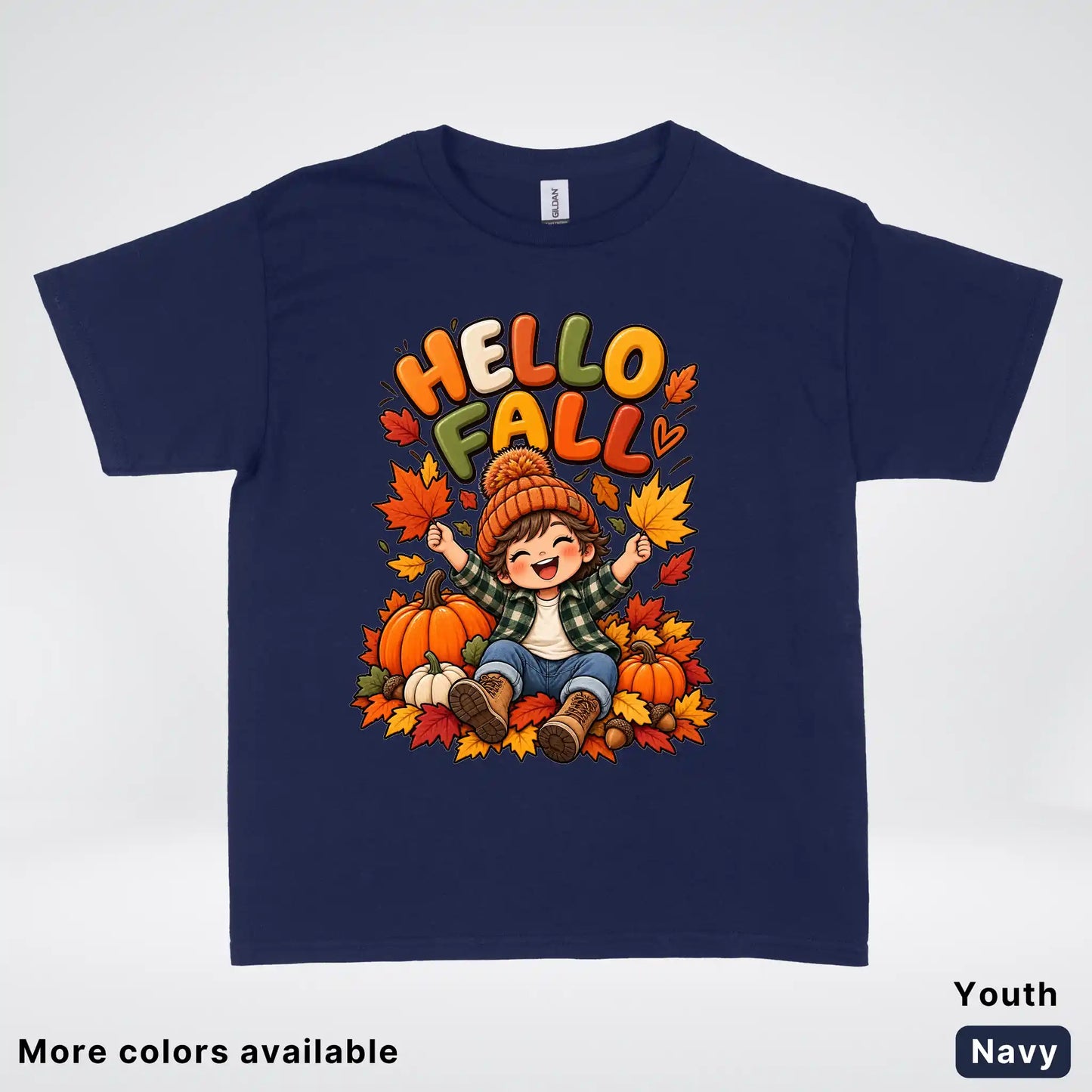 Hello Fall – Autumn Pumpkin Patch Youth T-Shirt