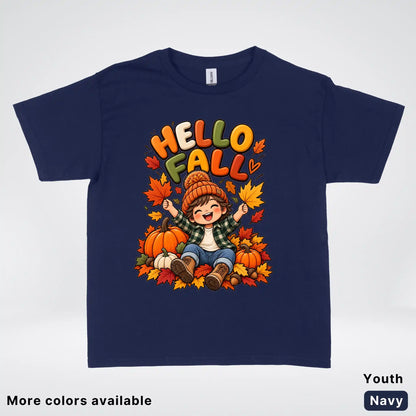 Hello Fall – Autumn Pumpkin Patch Youth T-Shirt