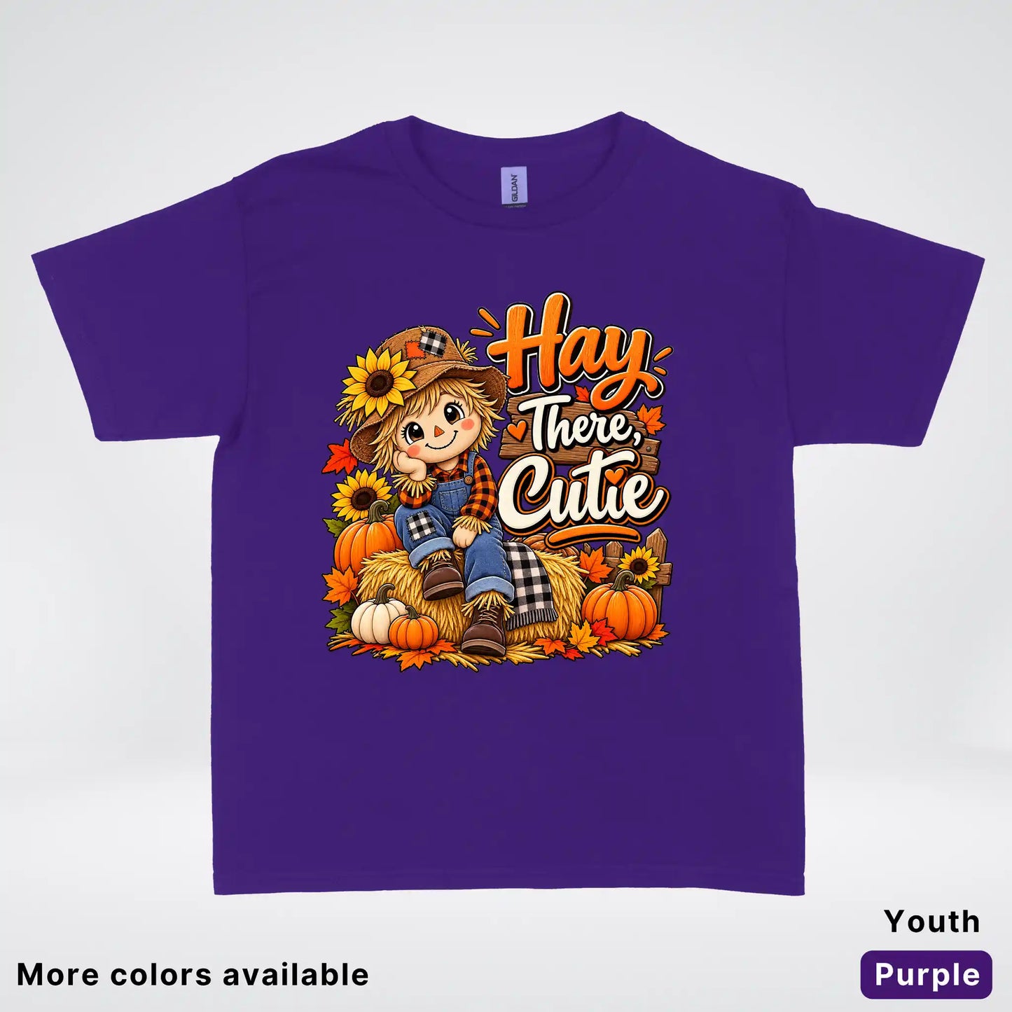 Hay There, Cutie – Cute Scarecrow Fall Youth T-Shirt