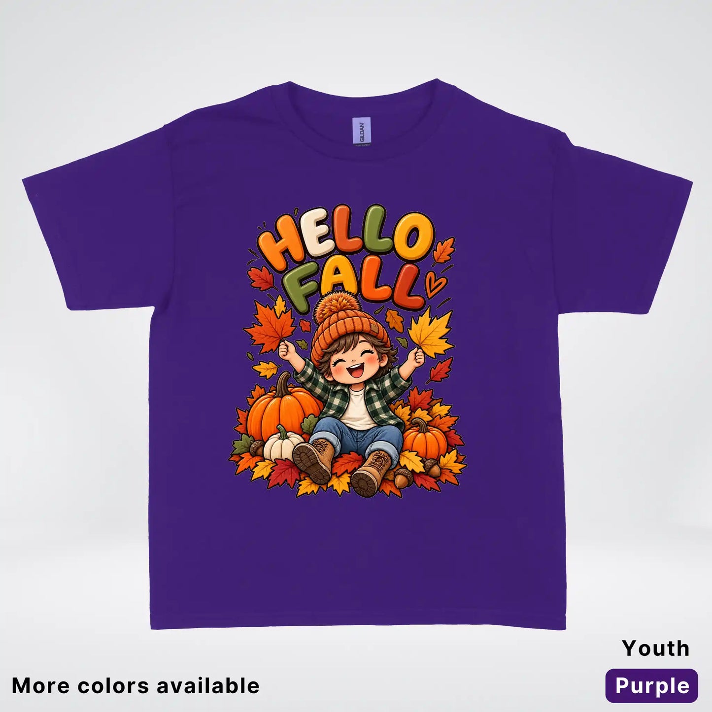 Hello Fall – Autumn Pumpkin Patch Youth T-Shirt