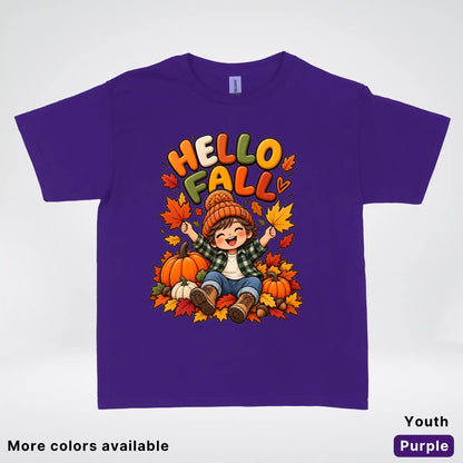 Hello Fall – Autumn Pumpkin Patch Youth T-Shirt