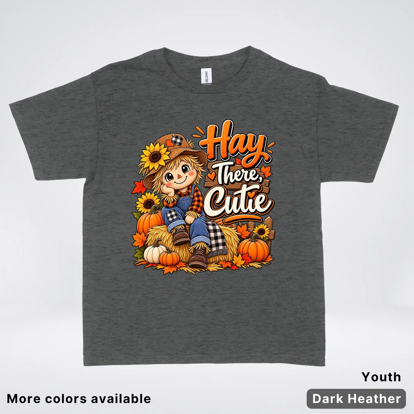 Hay There, Cutie – Cute Scarecrow Fall Youth T-Shirt