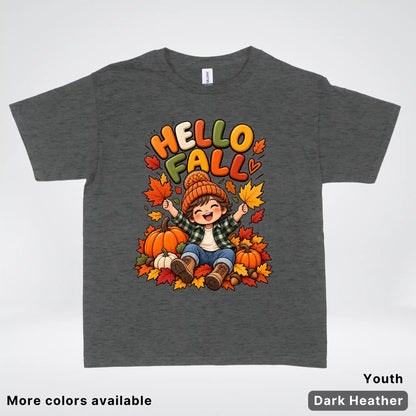 Hello Fall – Autumn Pumpkin Patch Youth T-Shirt