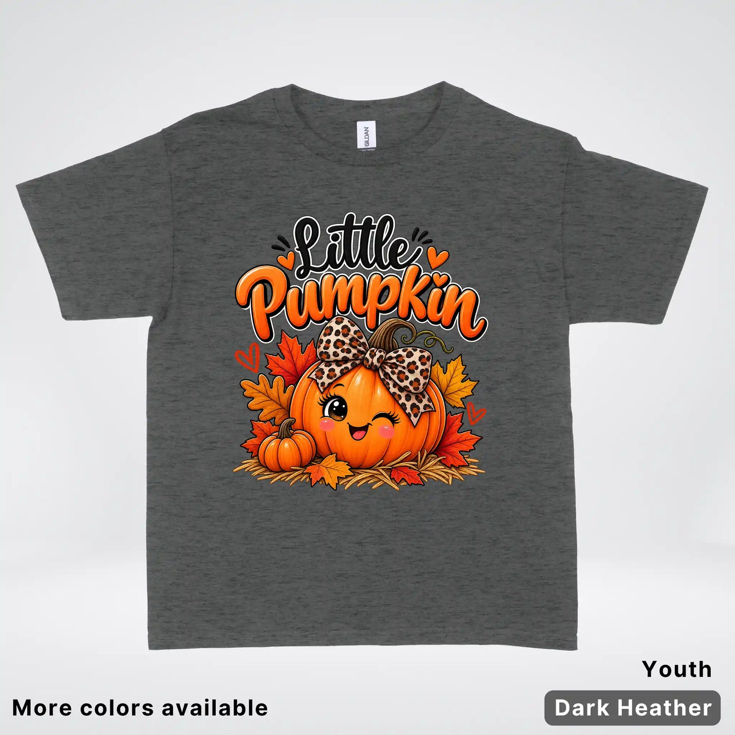 Little Pumpkin – Leopard Bow Fall Youth T-Shirt