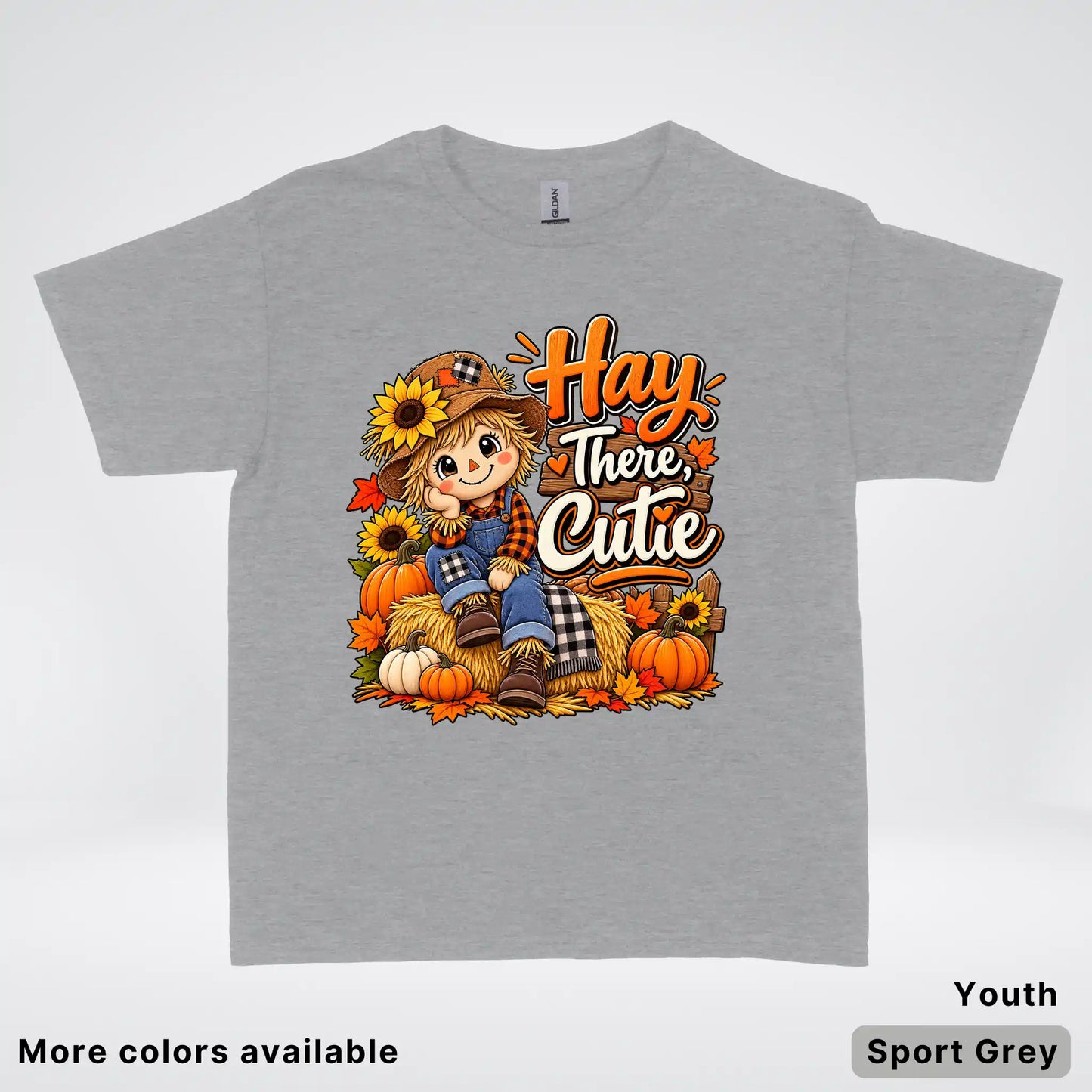 Hay There, Cutie – Cute Scarecrow Fall Youth T-Shirt