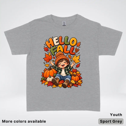 Hello Fall – Autumn Pumpkin Patch Youth T-Shirt