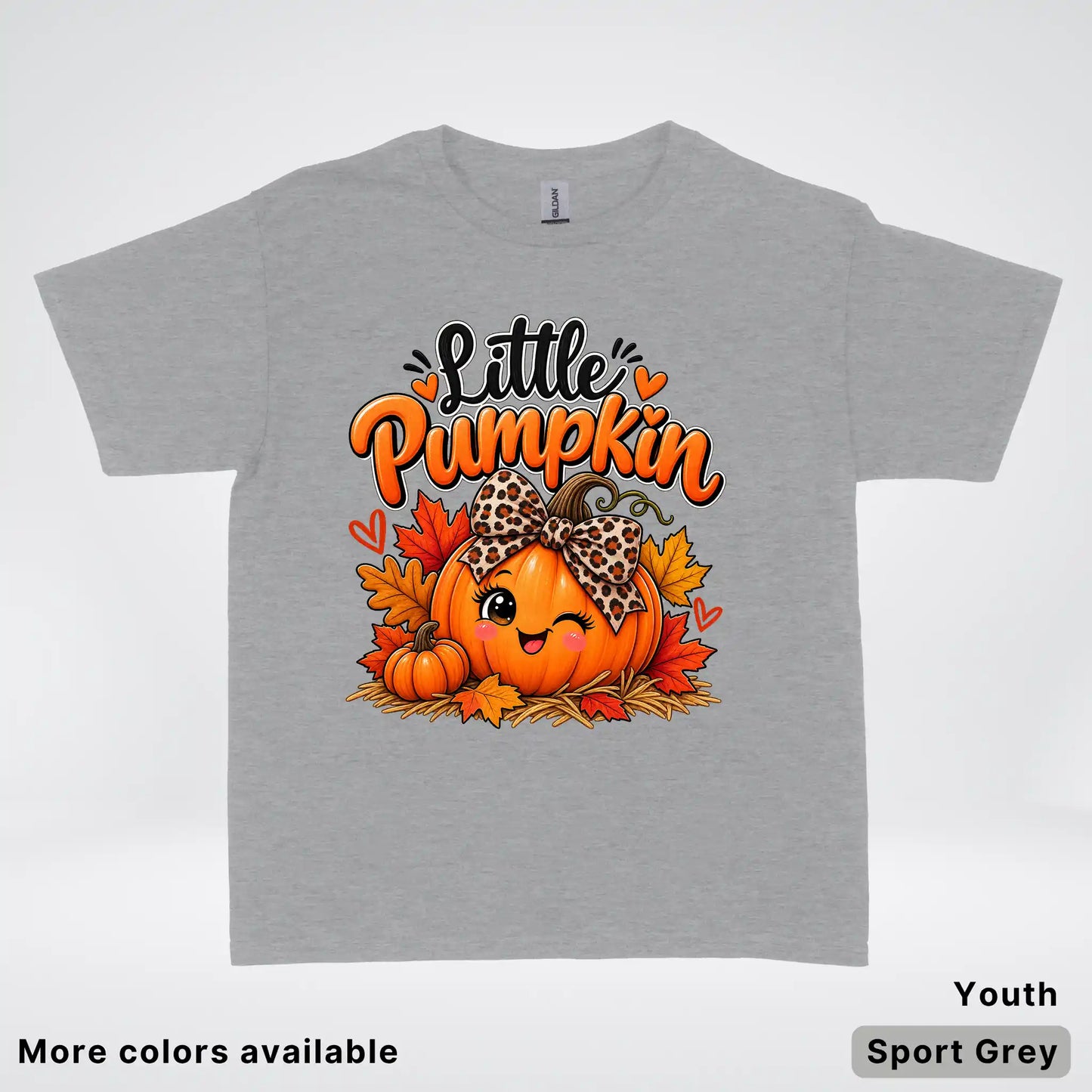 Little Pumpkin – Leopard Bow Fall Youth T-Shirt