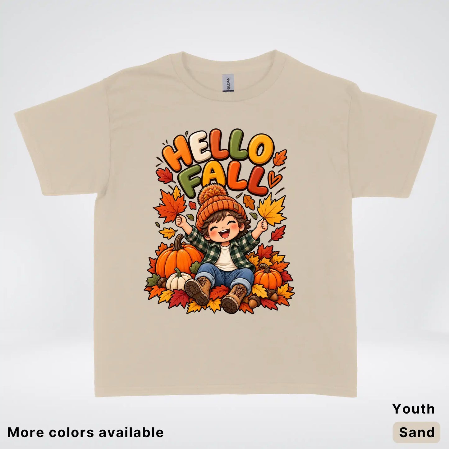 Hello Fall – Autumn Pumpkin Patch Youth T-Shirt