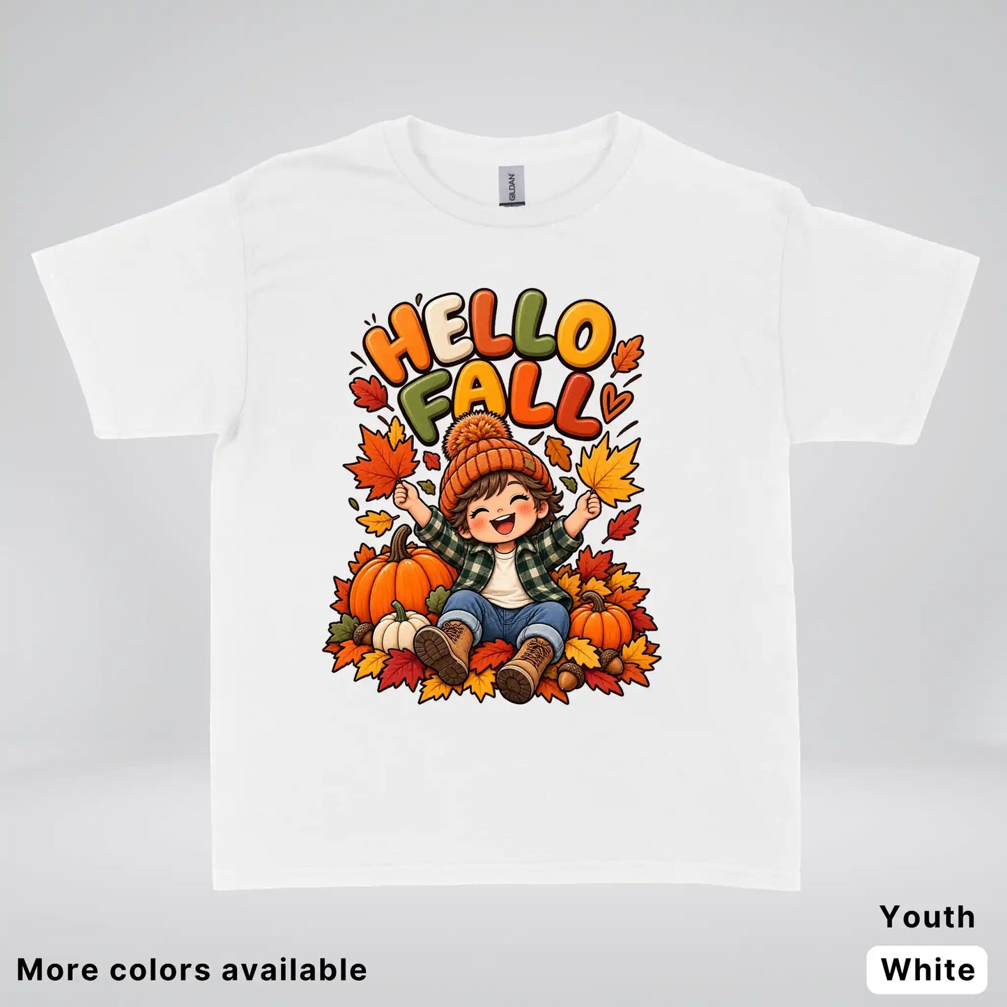 Hello Fall – Autumn Pumpkin Patch Youth T-Shirt