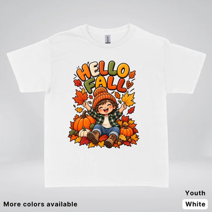Hello Fall – Autumn Pumpkin Patch Youth T-Shirt