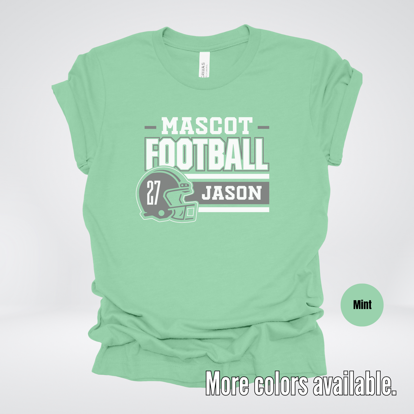 Custom Mascot, Number, & Name – Gray - Football Design 17 T-Shirt