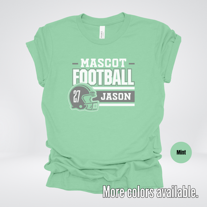 Custom Mascot, Number, & Name – Gray - Football Design 17 T-Shirt