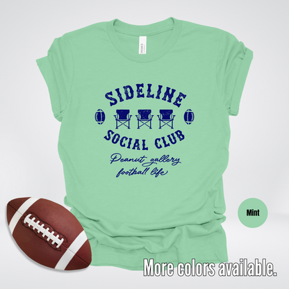 Sideline Social Club Peanut Gallery Football Life Navy Design T-Shirt