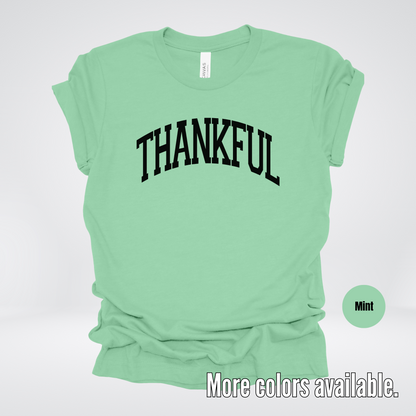 Thankful Varsity T-Shirt - Black Design