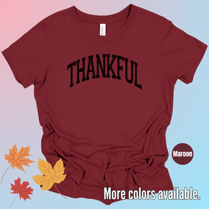 Thankful Varsity Youth T-Shirt - Black Design