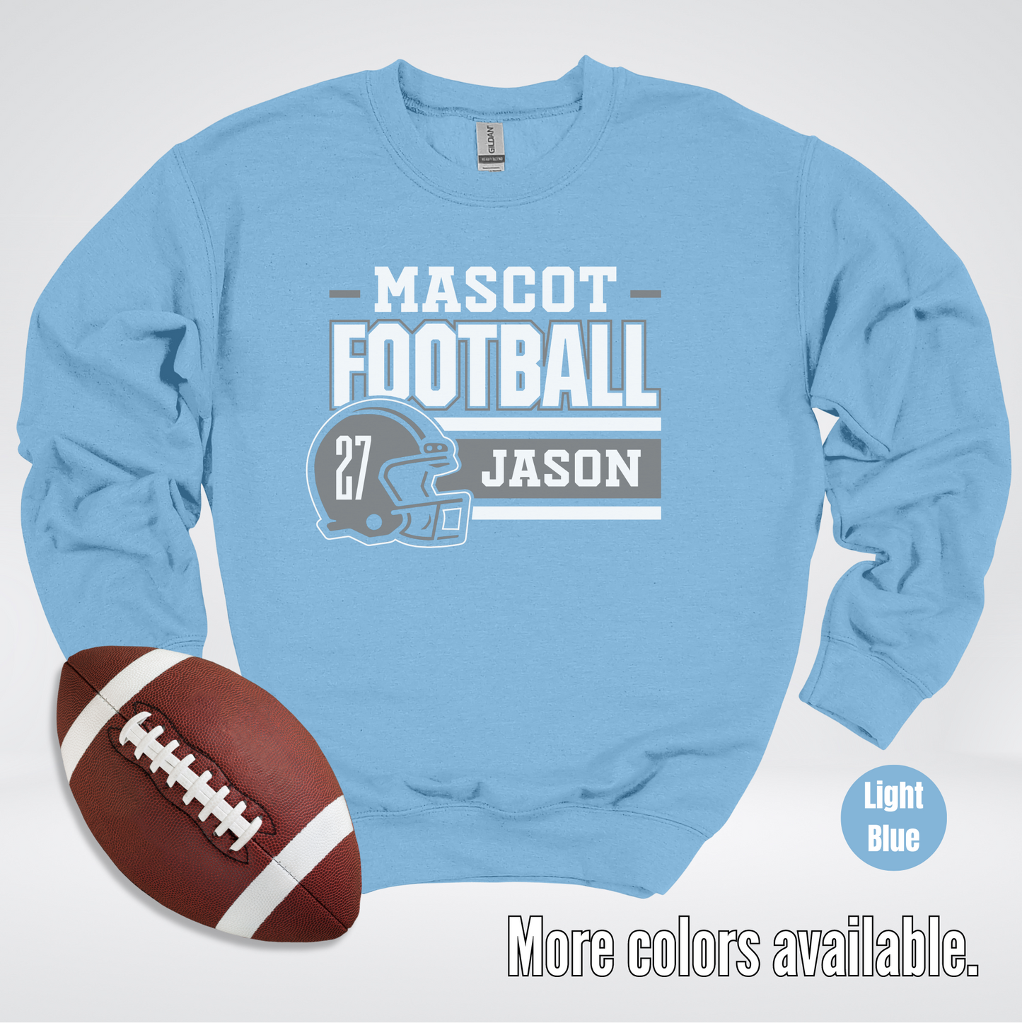 Custom Mascot, Number, & Name – Gray - Football Design 17 Crewneck Sweatshirt