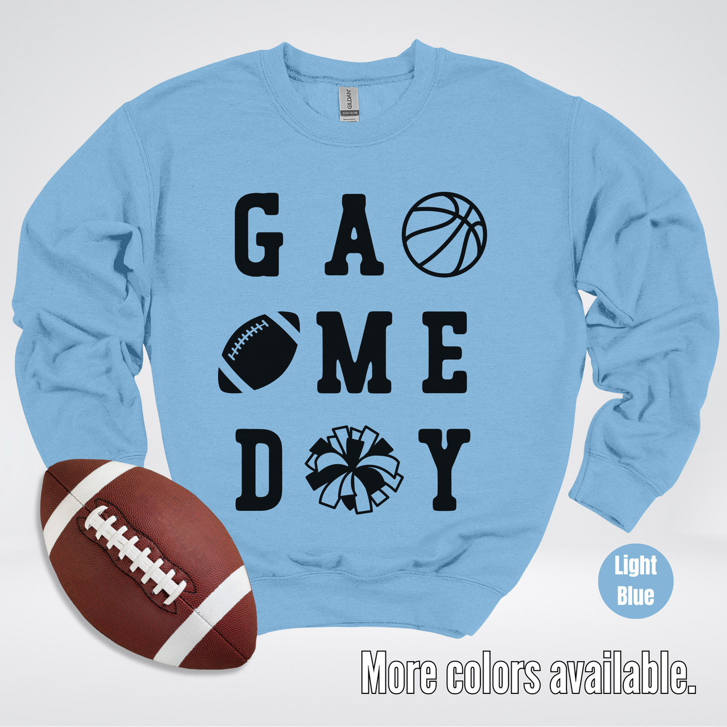 Game Day Basketball Football Cheer Black Design Crewneck Sweatshirt