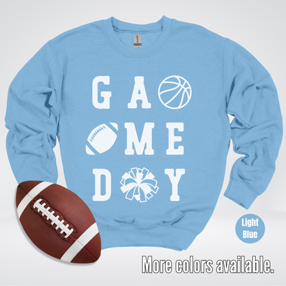 Game Day – White Design - Basketball Football Cheer Crewneck Sweatshirt