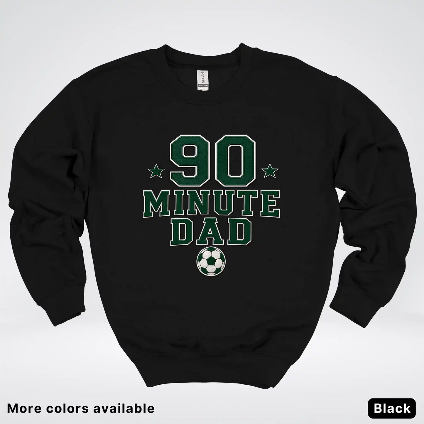 90 Minute Dad – Faux Embroidery Soccer Dad Crewneck Sweatshirt