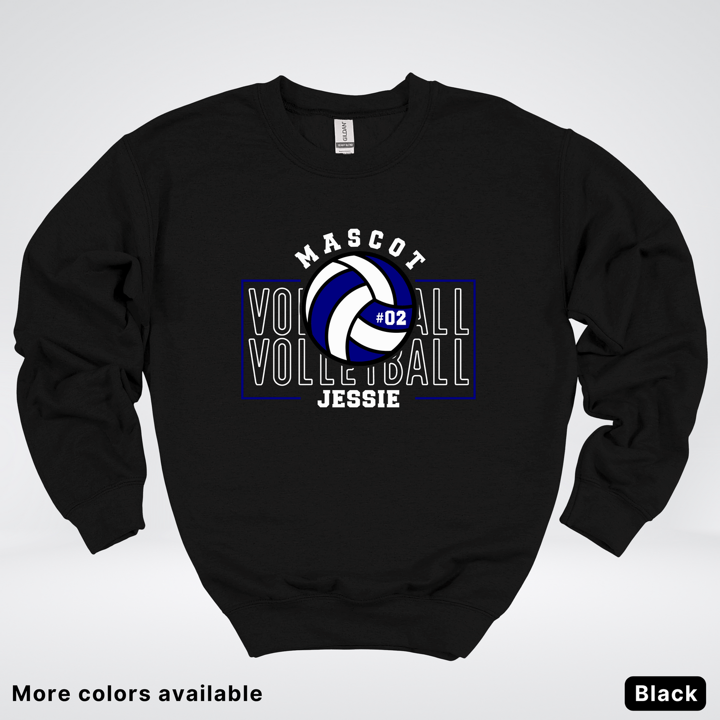 Custom Mascot, Number, & Name – Navy - Volleyball Design 13 Crewneck Sweatshirt
