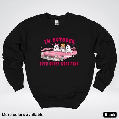In October Even Ghost Wear Pink Breast Cancer Awareness Crewneck Sweatshirt