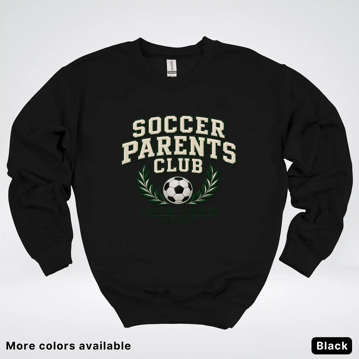 Soccer Parents Club Faux Embroidery Sideline Crewneck Sweatshirt