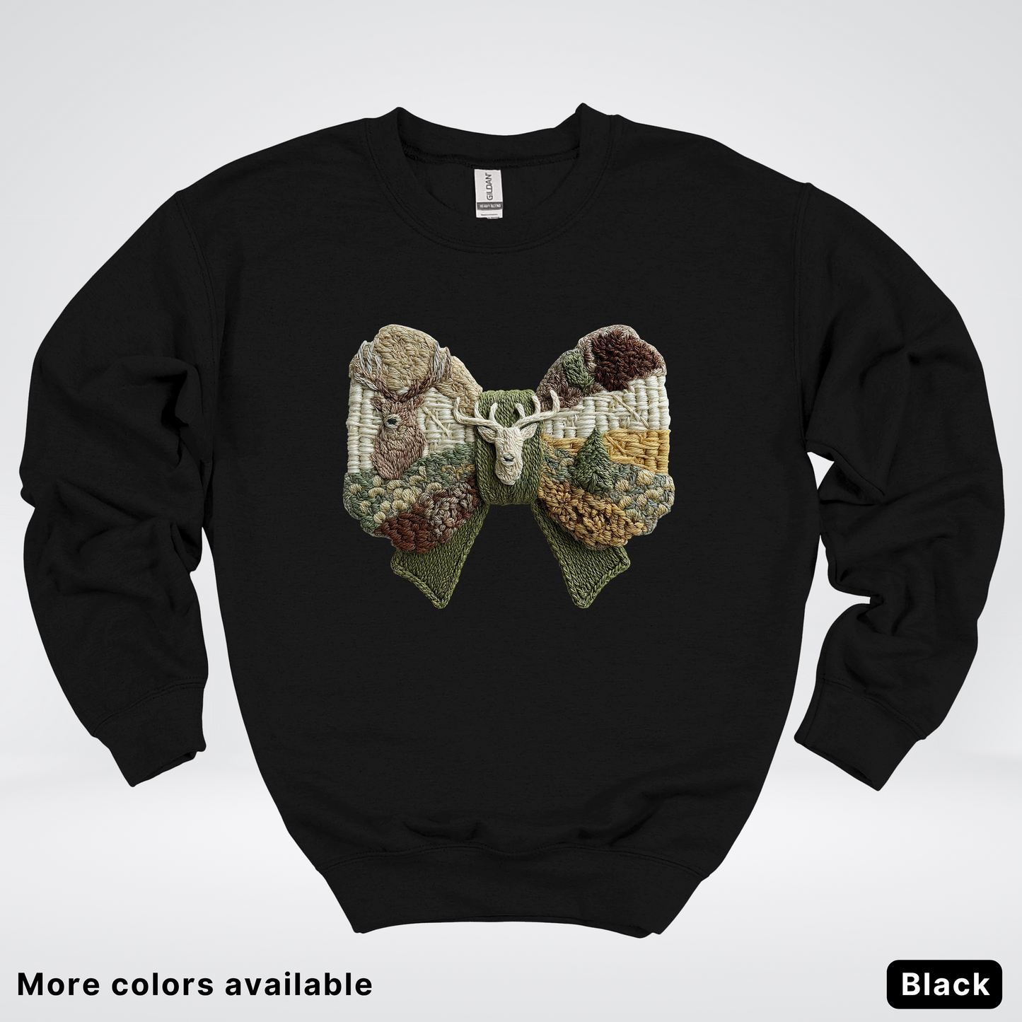 Rocking Horse Holiday Bow – Hook Yard Faux Look - Crewneck Sweatshirt