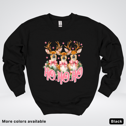 Ho Ho Ho Pink Deer Trio - Crewneck Sweatshirt