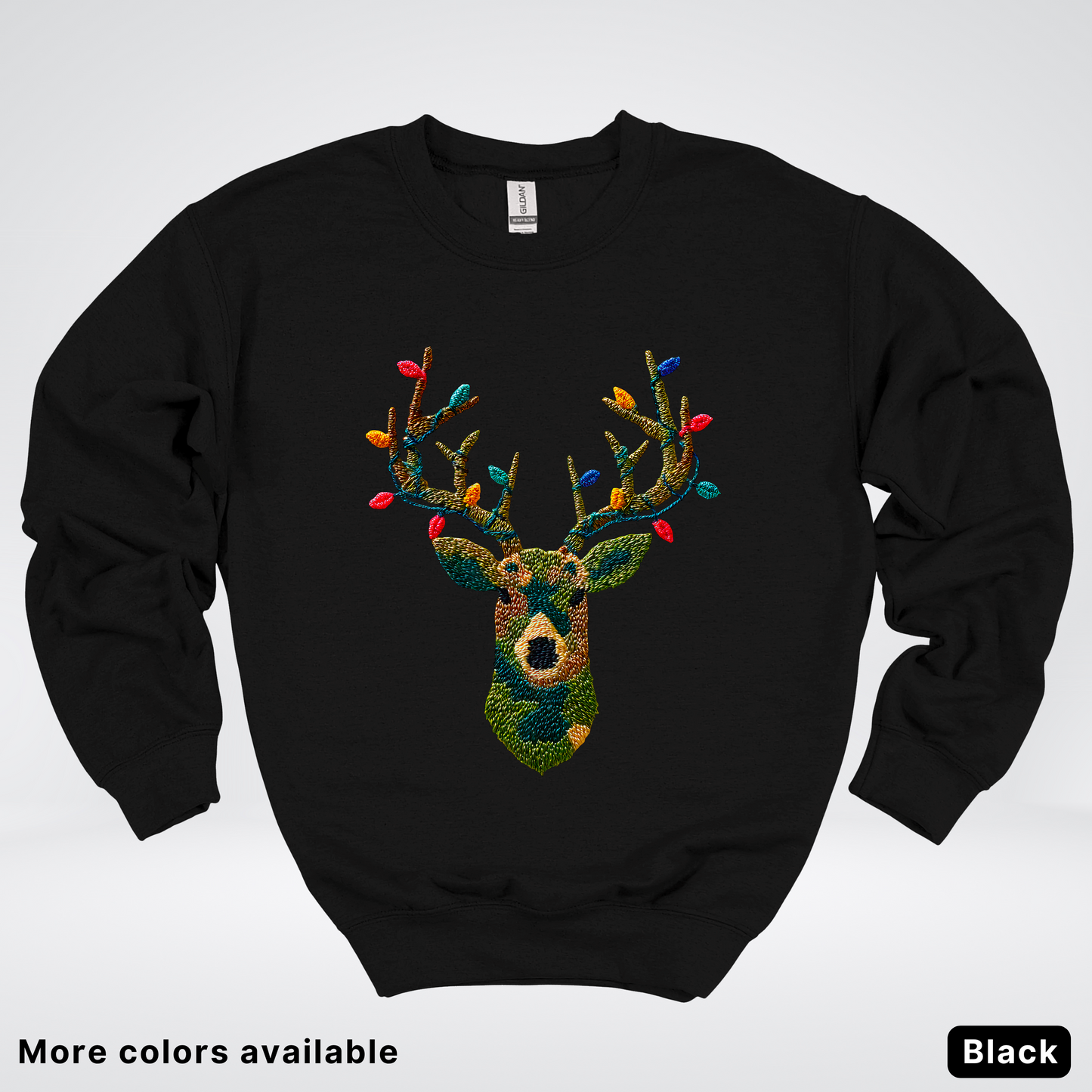 Rustic Reindeer Lights – Hook Yard Faux Texture - Crewneck Sweatshirt