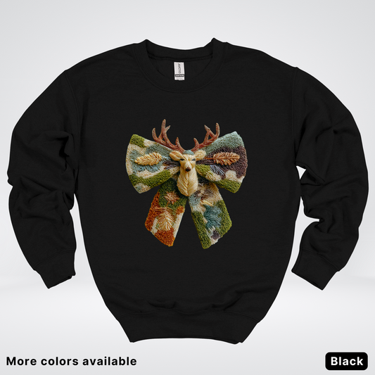 Neutral Woodland Bow Hook Yard Faux - Crewneck Sweatshirt