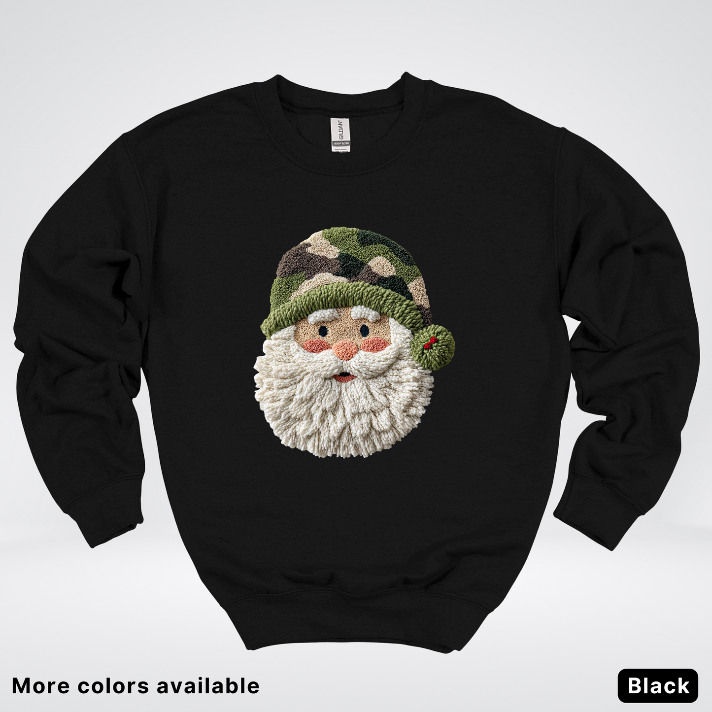 Woodland Santa Face (Hook Yard Faux Texture) - Crewneck Sweatshirt