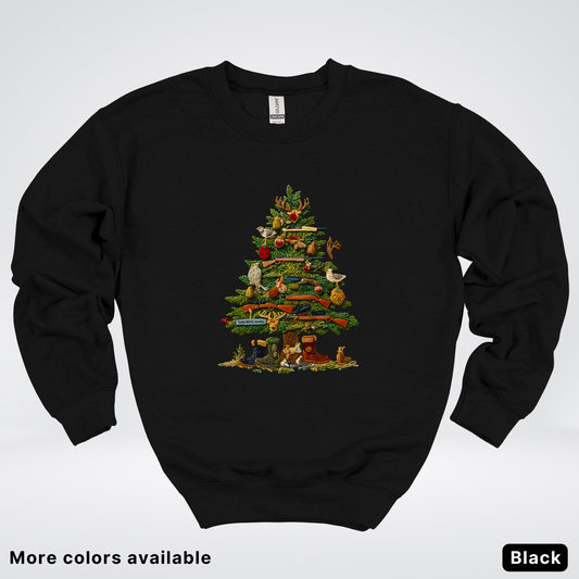 Woodland Critters Christmas Tree Hook Yard Faux - Crewneck Sweatshirt