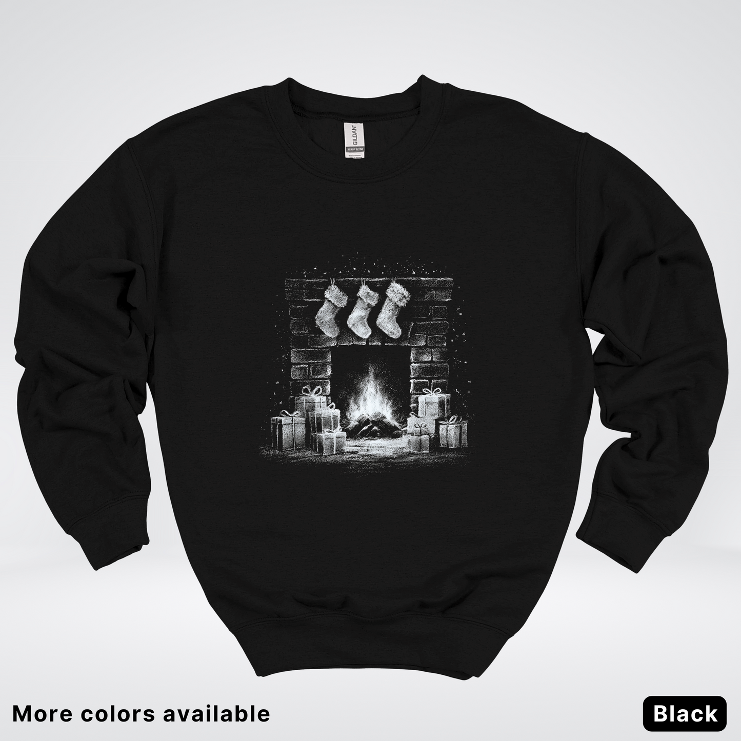 Vintage Christmas Fireplace Scene - Crewneck Sweatshirt