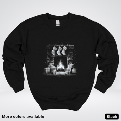 Vintage Christmas Fireplace Scene - Crewneck Sweatshirt