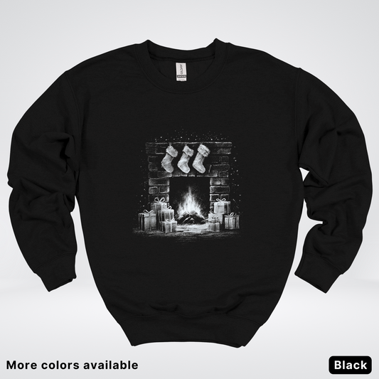 Vintage Christmas Fireplace Scene - Crewneck Sweatshirt