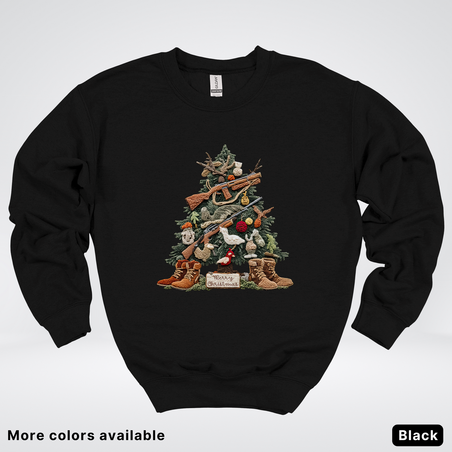 Rustic Holiday Tree & Boots (Hook Yard Faux) - Crewneck Sweatshirt