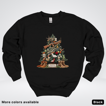 Rustic Holiday Tree & Boots (Hook Yard Faux) - Crewneck Sweatshirt