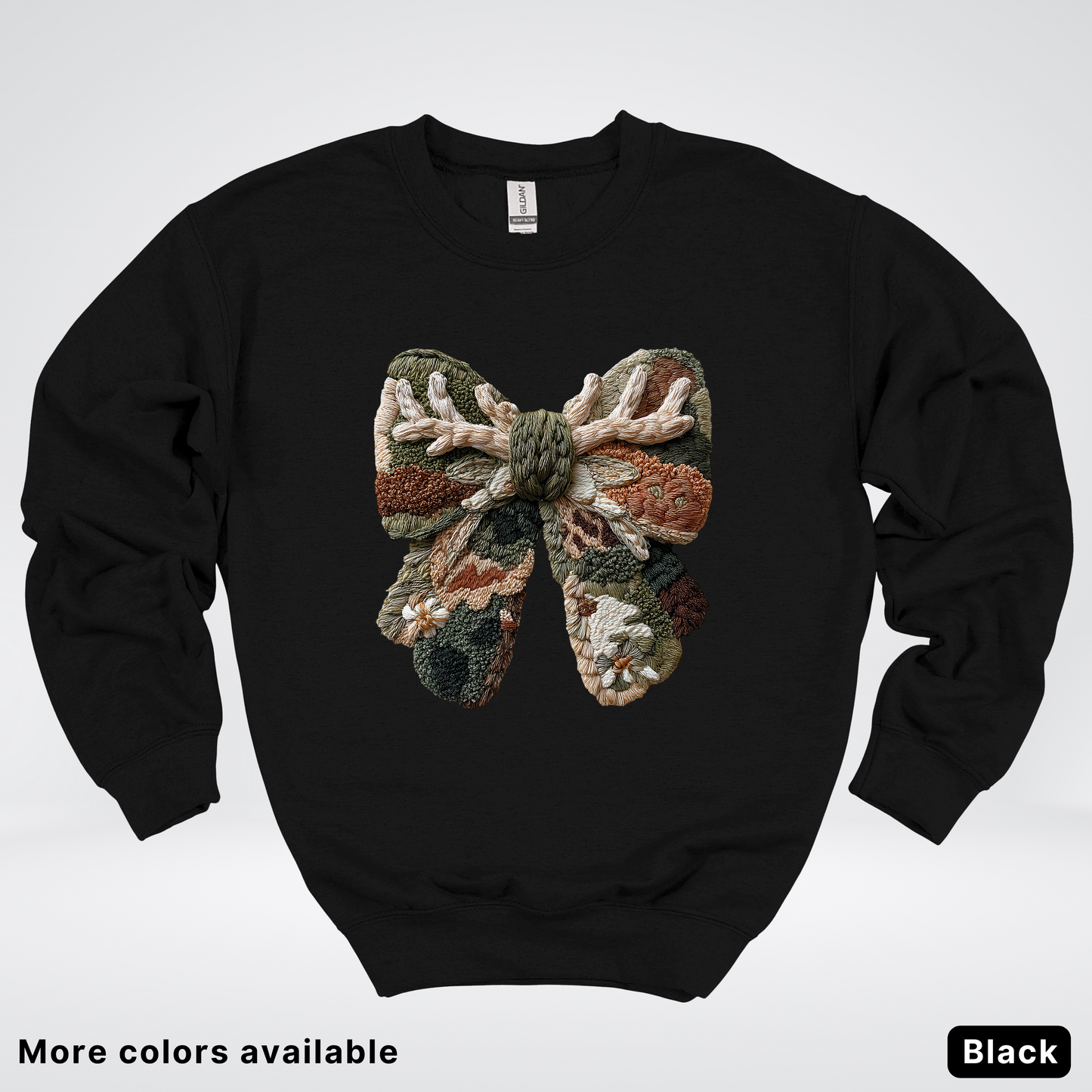 Woodland Winter Bow Hook Yard Faux - Crewneck Sweatshirt