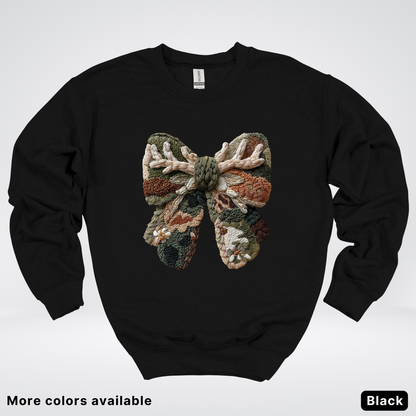 Woodland Winter Bow Hook Yard Faux - Crewneck Sweatshirt