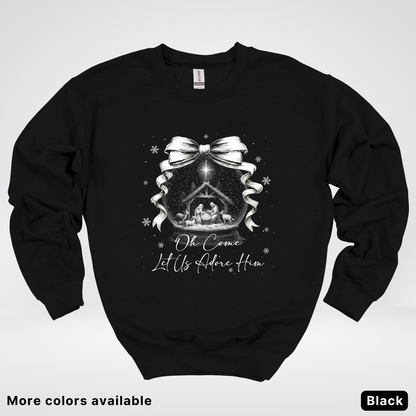 Oh Come Let Us Adore Him Nativity - Crewneck Sweatshirt