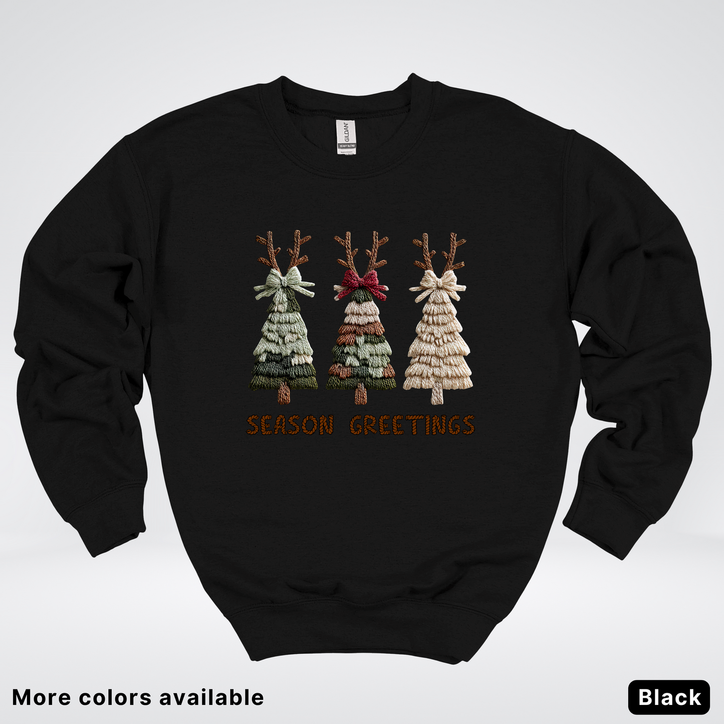 Rustic Christmas Tree Trio (Hook Yard Faux Look) - Crewneck Sweatshirt