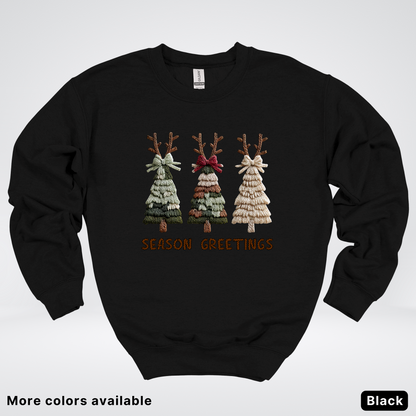 Rustic Christmas Tree Trio (Hook Yard Faux Look) - Crewneck Sweatshirt