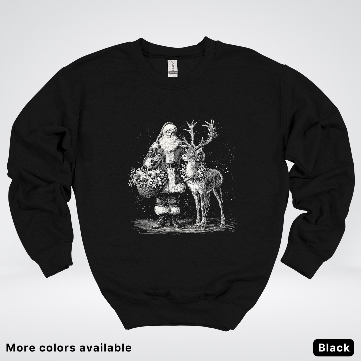 Vintage Santa and Reindeer - Crewneck Sweatshirt