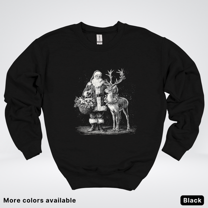 Vintage Santa and Reindeer - Crewneck Sweatshirt