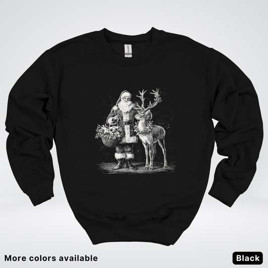 Vintage Santa and Reindeer - Crewneck Sweatshirt