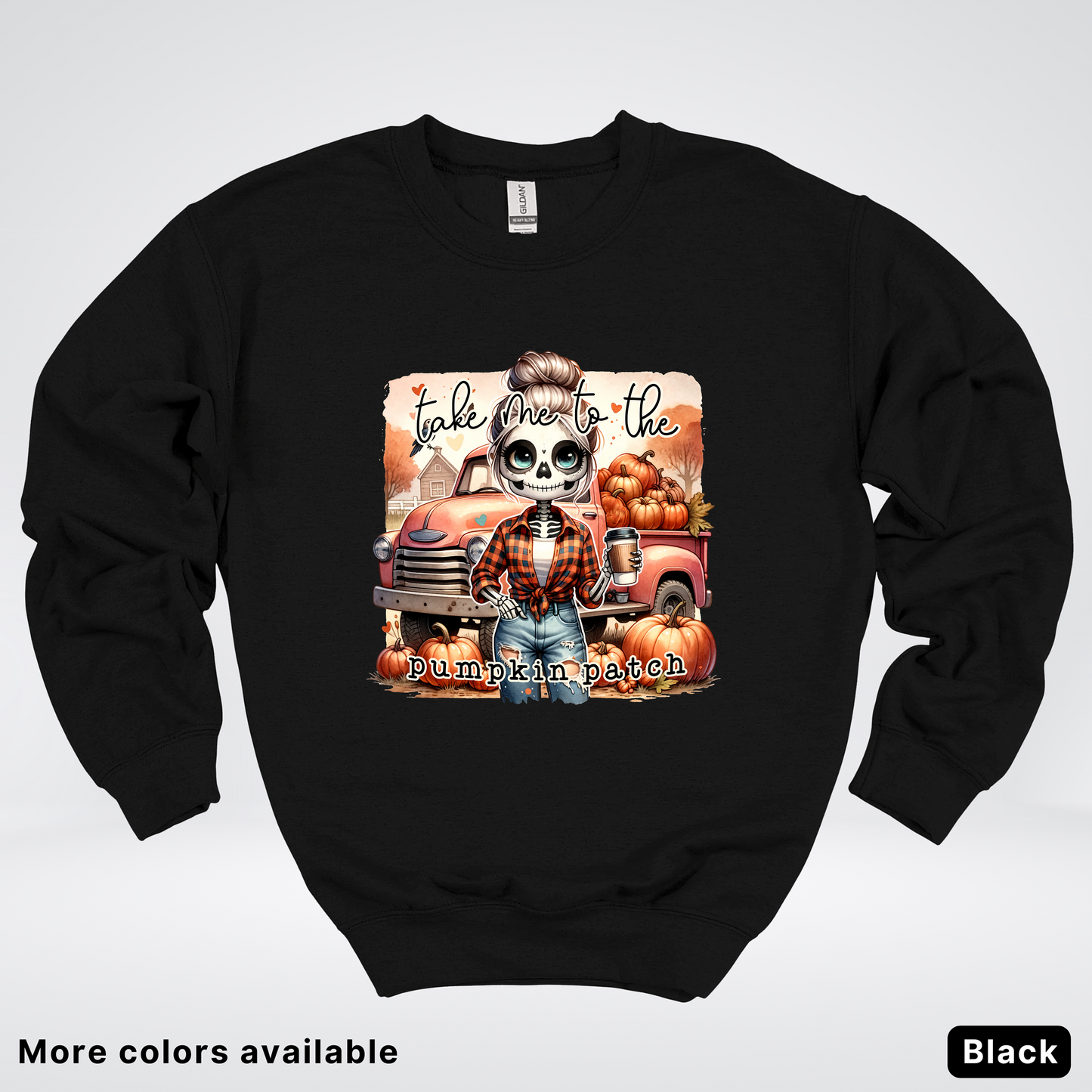 Take Me To The Pumpkin Patch Skeleton - Crewneck Sweatshirts