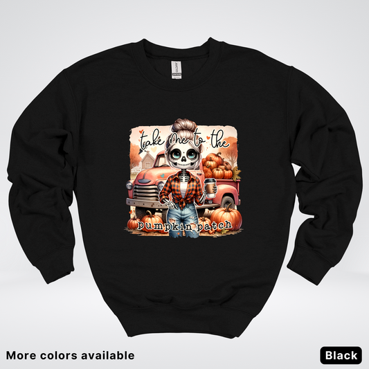 Take Me To The Pumpkin Patch Skeleton - Crewneck Sweatshirts