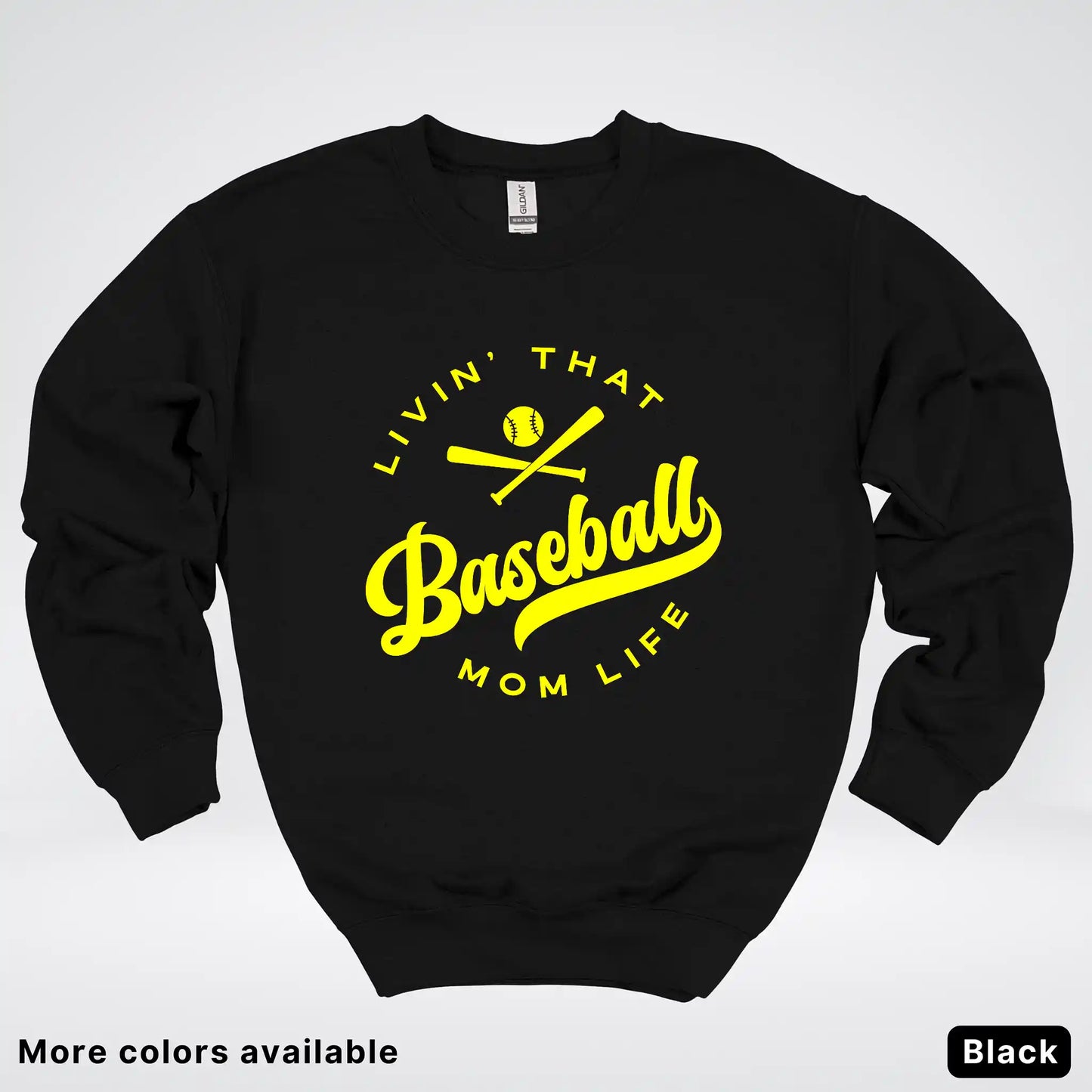 Livin' That Baseball Mom Life - Yellow Design - Crewneck Sweatshirt