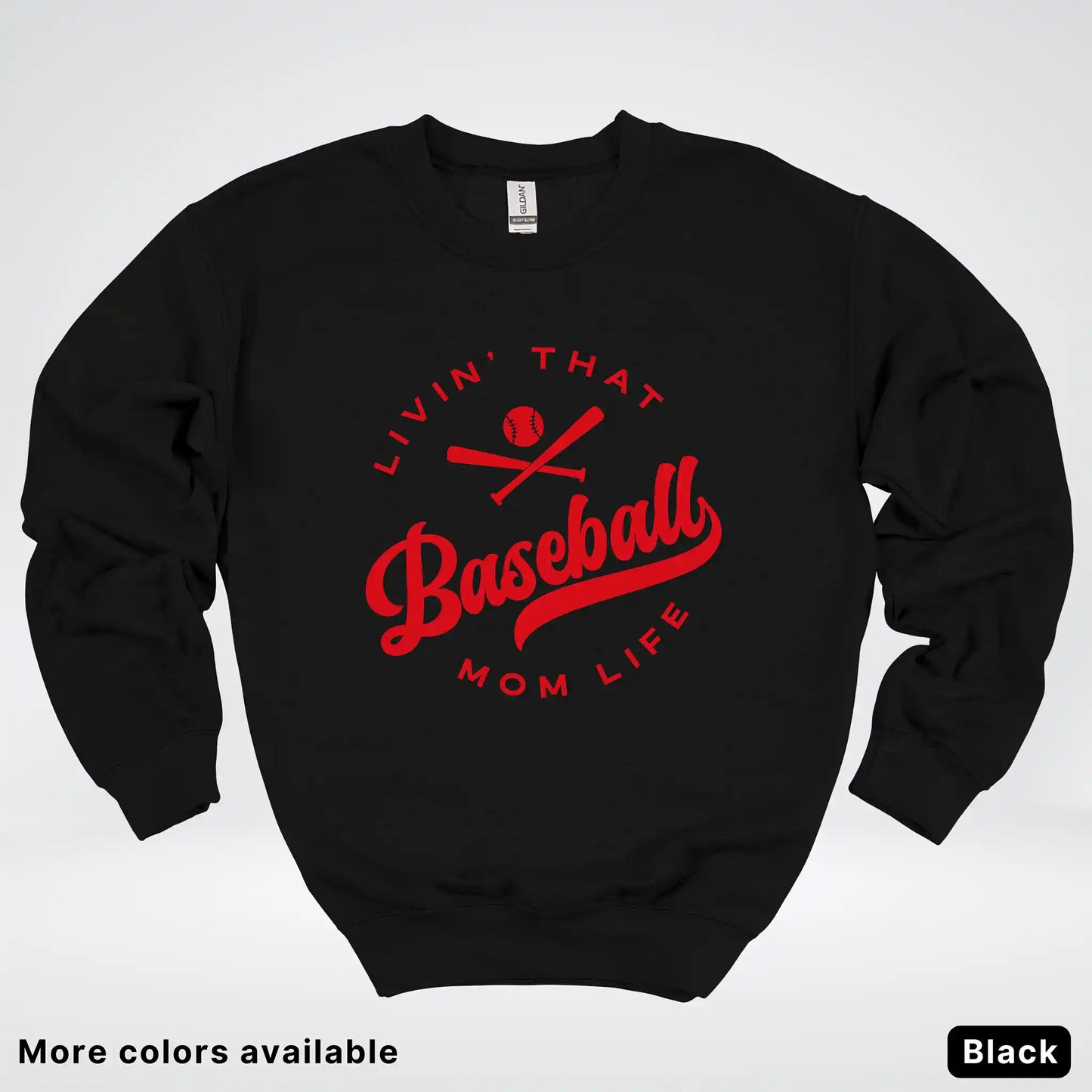 Livin' That Baseball Mom Life - Red Design - Crewneck Sweatshirt